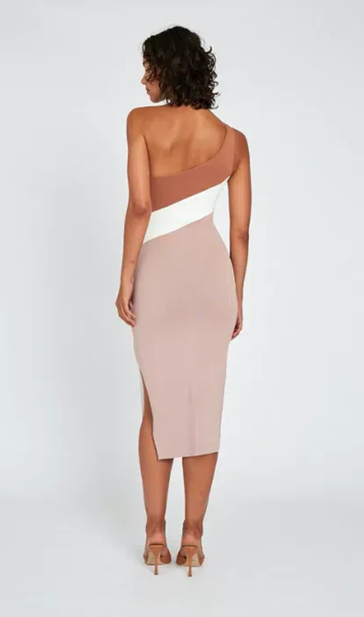 By Johnny Taupe Tone Knit Midi Dress Brown Size 6 - Image 2