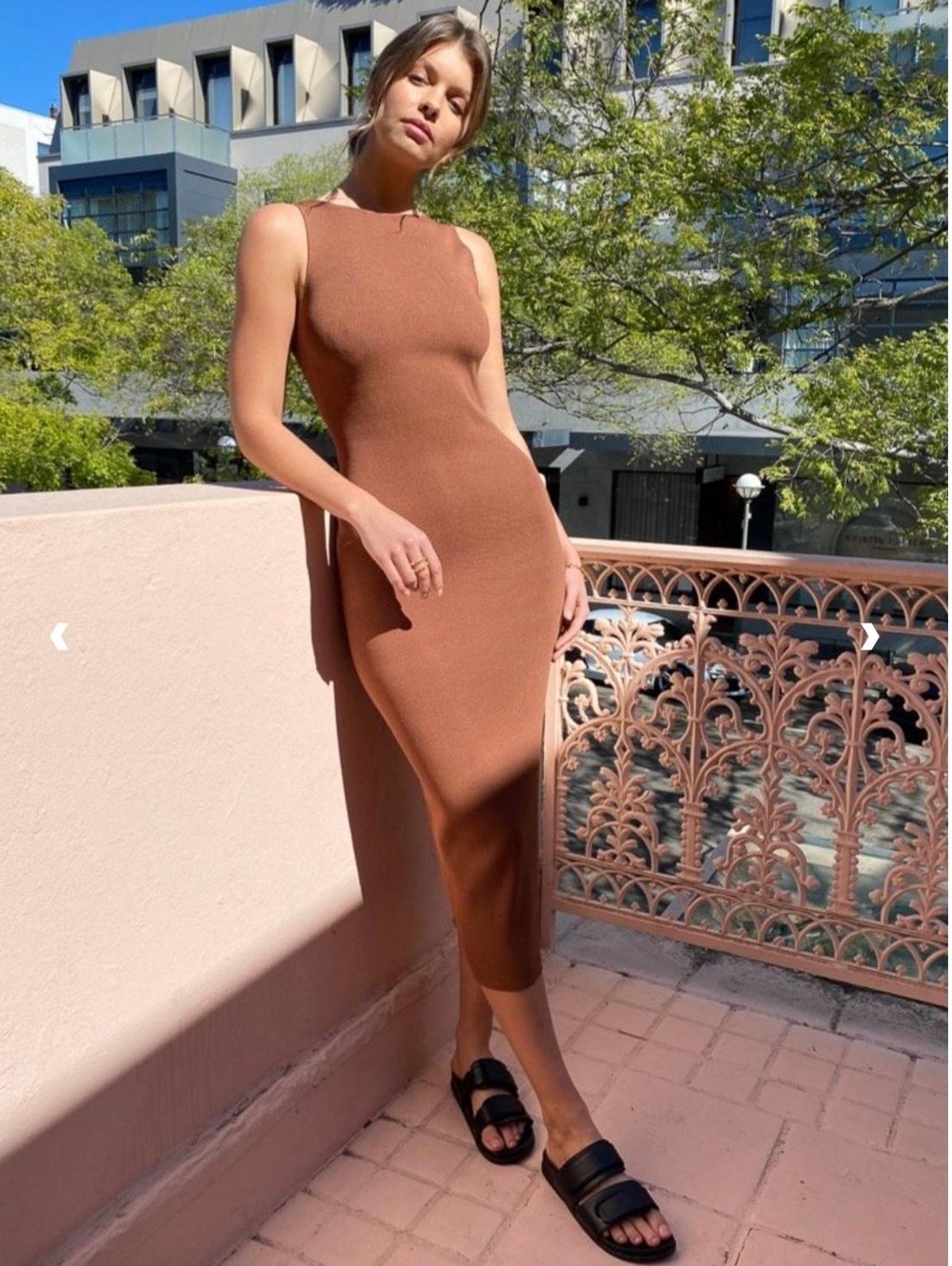 Bec & Bridge Sorbet Summer Midi Dress Chocolate Size 8 - Image 1