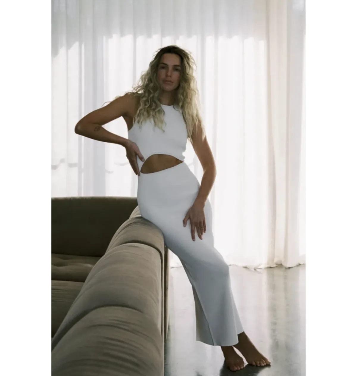 Sir The Label Ingrid Cut Out Midi Dress White AU 6 - Image 2