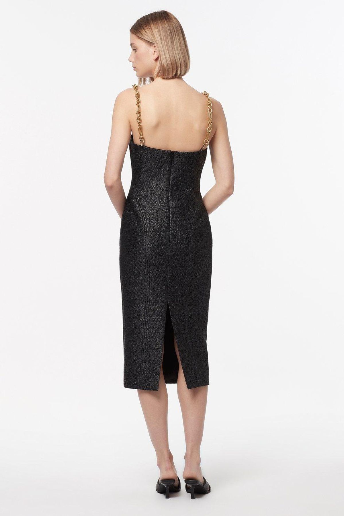 Manning Cartell  Neo Classic Midi Dress W/ Chain Black Size 8 - Image 3