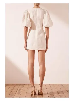 Shona Joy Isadora Linen Safari Mini Dress Cream Print Size 6 for rent on The Volte - image 2