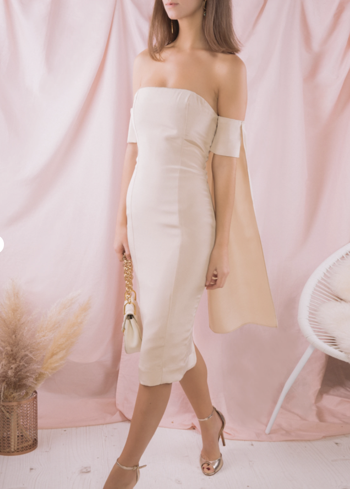 Misha Giselle Silk Dress Cream Size 10 - Image 2