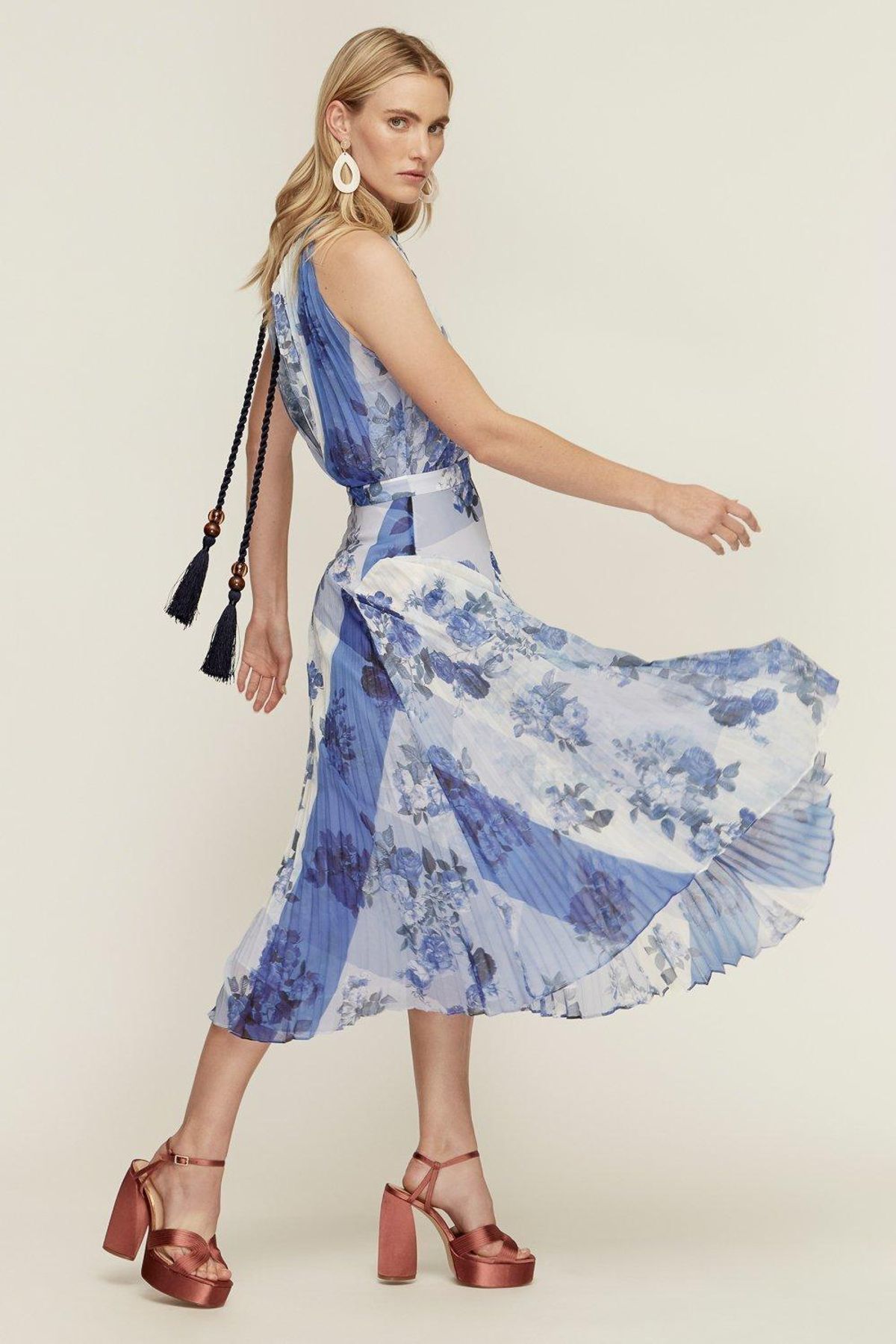 Lover Collage Pleat Midi Dress Size 10 - Image 1