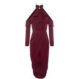 RODEO SHOW Genevieve Drape Dress - Wine for rent on The Volte - image 2