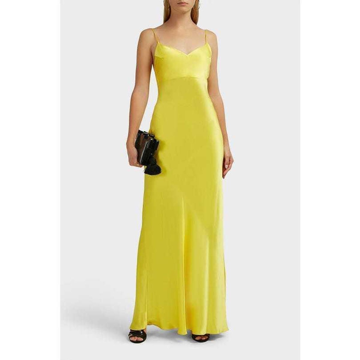 Rasario Draped Silk Slip Dress Yellow Size 6 - Image 1