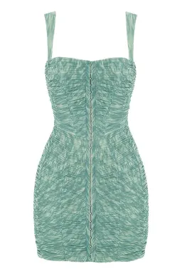 House of CB Cate Ivy Print Ruched Mesh Mini Dress Green Size M / Au 10 for rent on The Volte - image 5