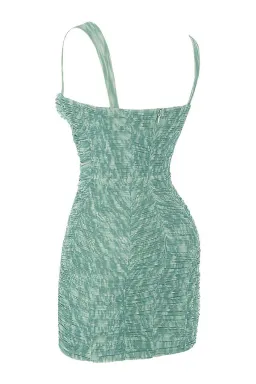 House of CB Cate Ivy Print Ruched Mesh Mini Dress Green Size M / Au 10 for rent on The Volte - image 6