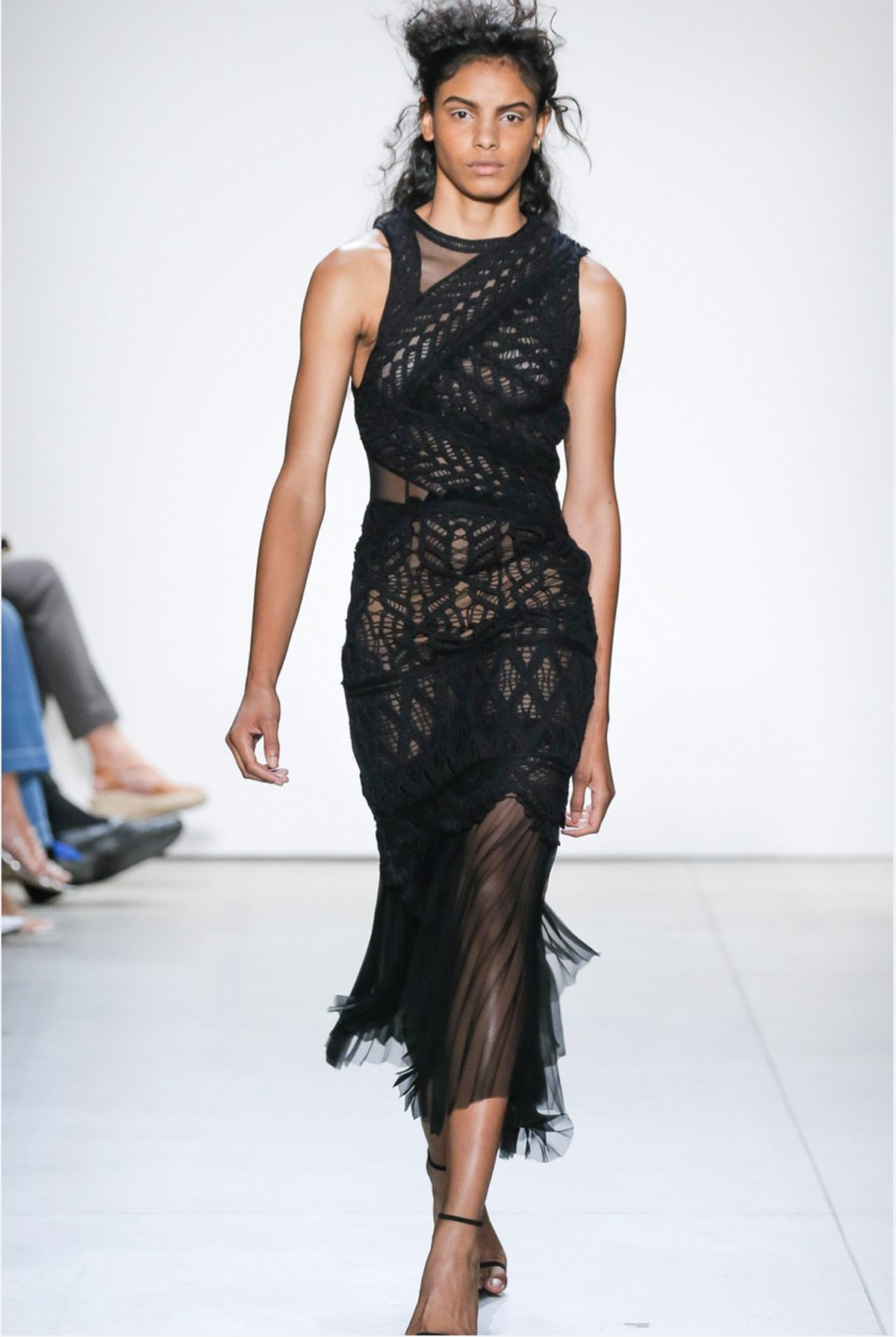 Macrame Knit Asymmetric Dress Black Size 8 - Image 1