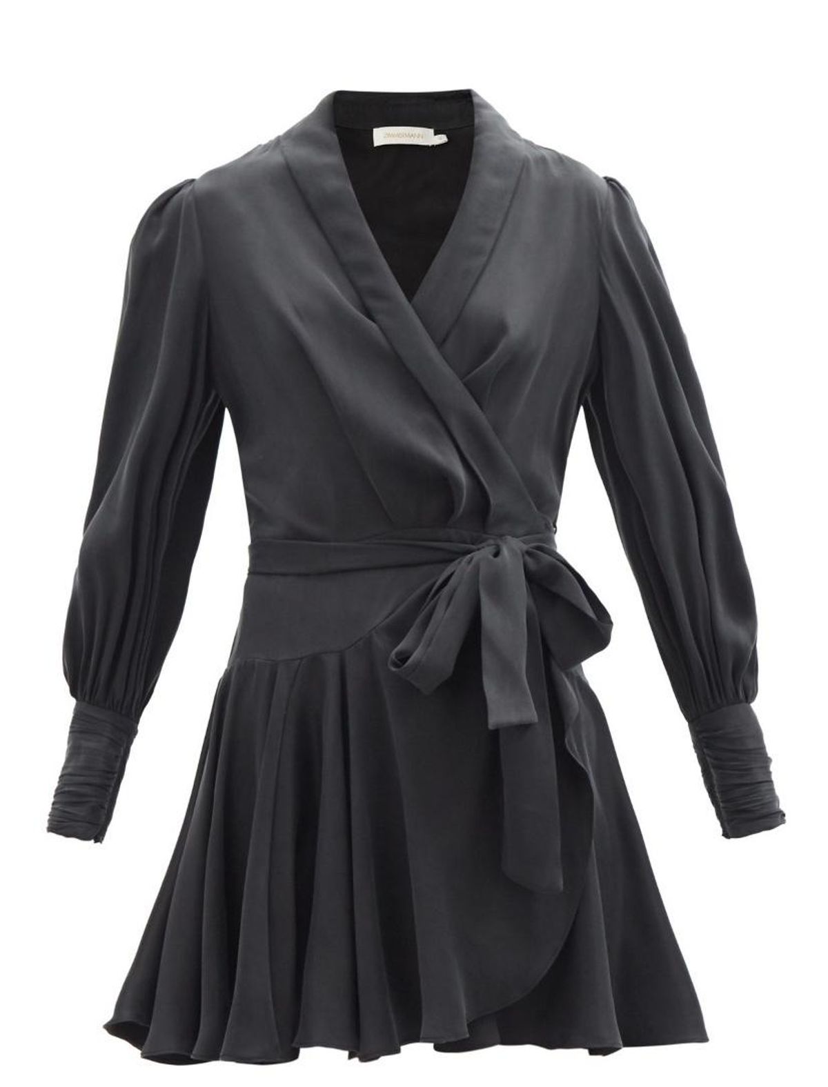 Zimmermann Belted Silk Wrap Mini Dress Black Size 8  - Image 3