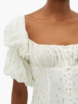 Rat & Boa Off-the-shoulder Metallic Fil Coupé Mini Dress White Size 6 for rent on The Volte - image 2