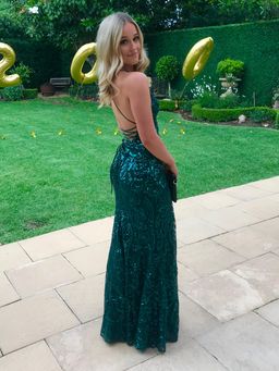 Alamour Genelle Emerald Sequin Gown Size 8 for rent on The Volte - image 3