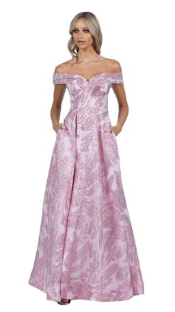 Bariano Ball Gown Jacquard Off-the-Shoulder Pink Size 6 for rent on The Volte - image 3