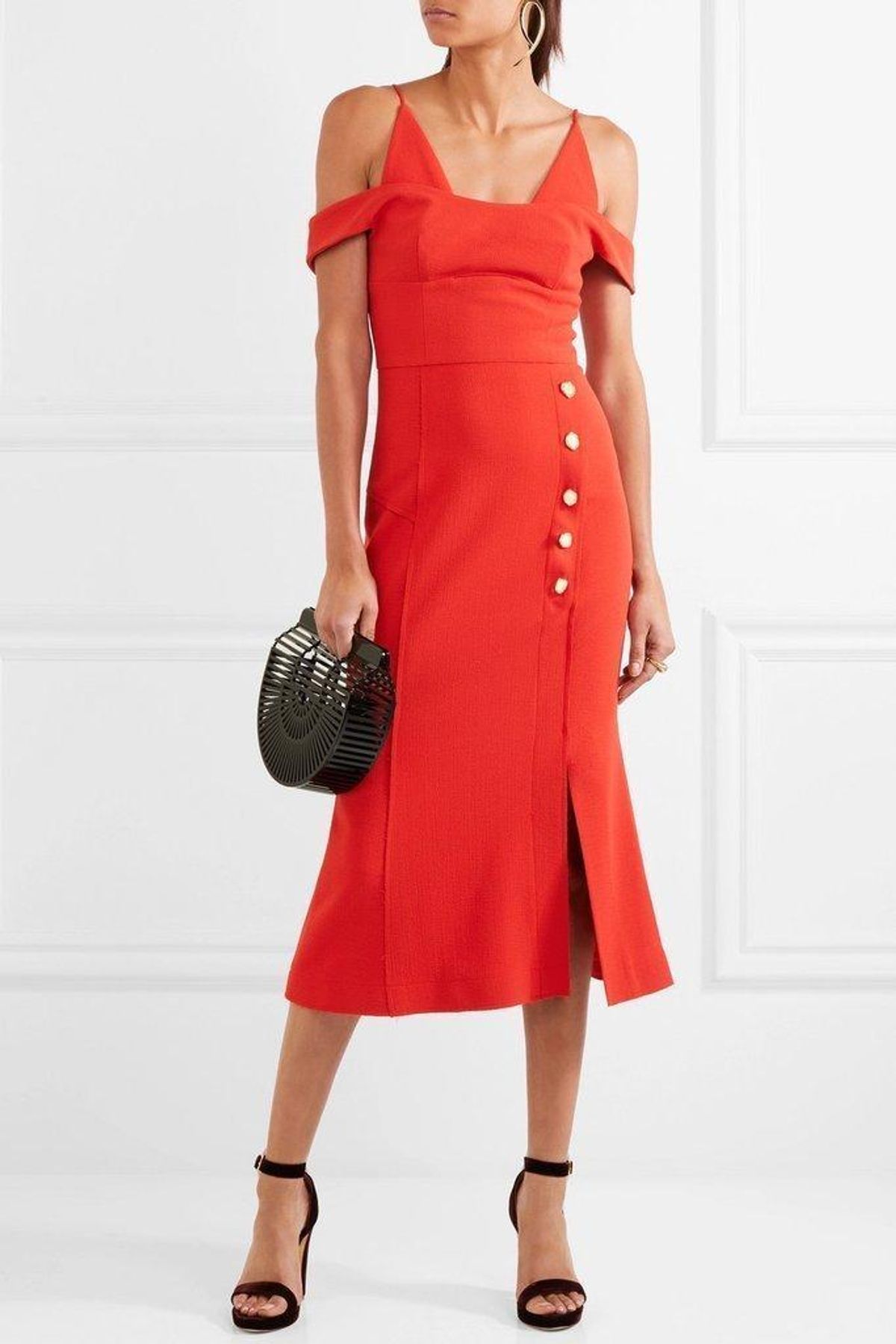 Rebecca Vallance Beltran Midi Dress Bright Red Size 8 - Image 1