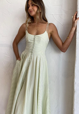 By Johnny Pistachio Stripe Sun Dress Print Size 14 for rent on The Volte - image 4