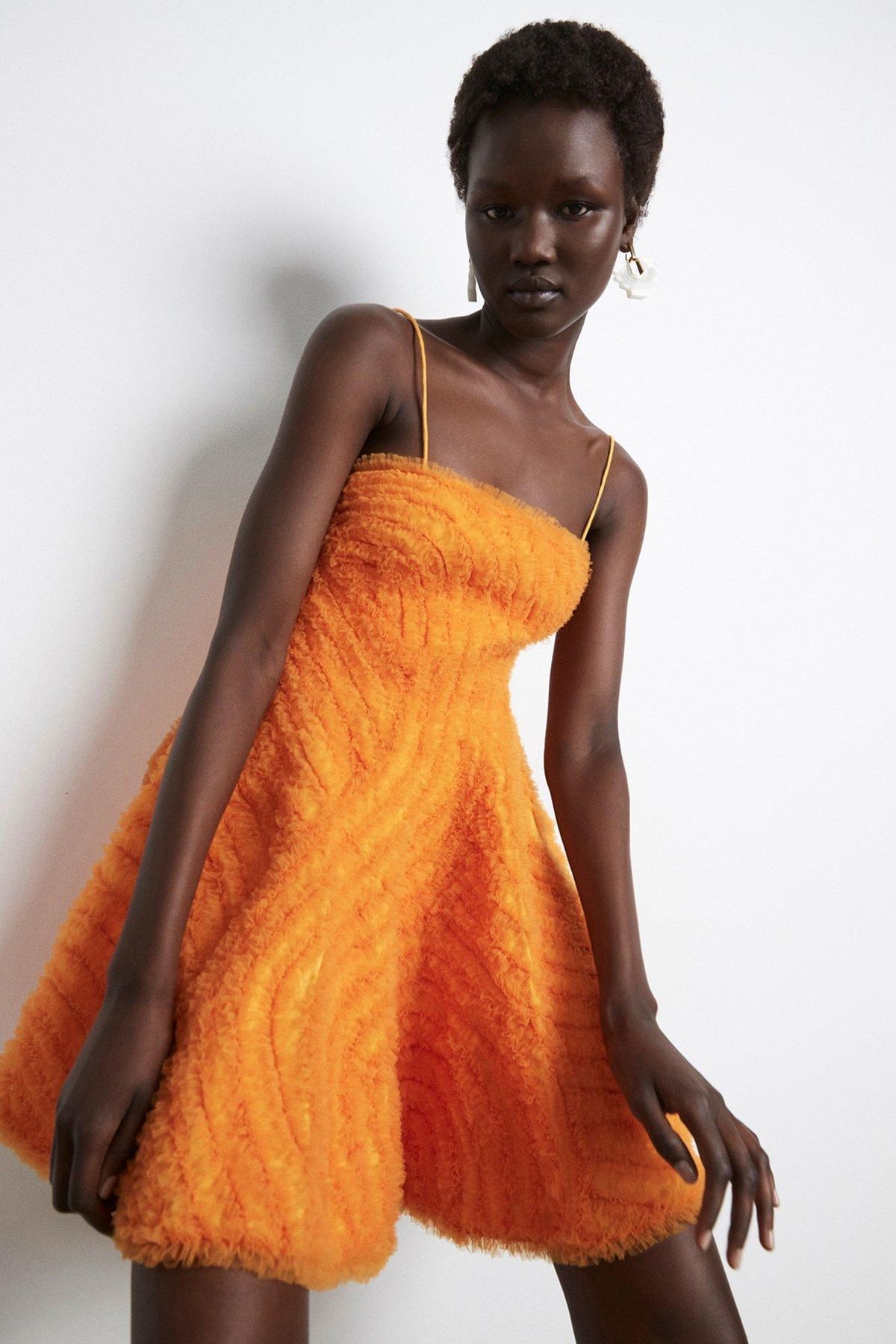 Aje Utopia Ruffle Mini Dress Orange Size 8 - Image 1