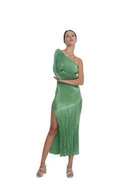L'Idee Soirée One Shoulder Sleeve Gown Green Size 8  for rent on The Volte - image 1