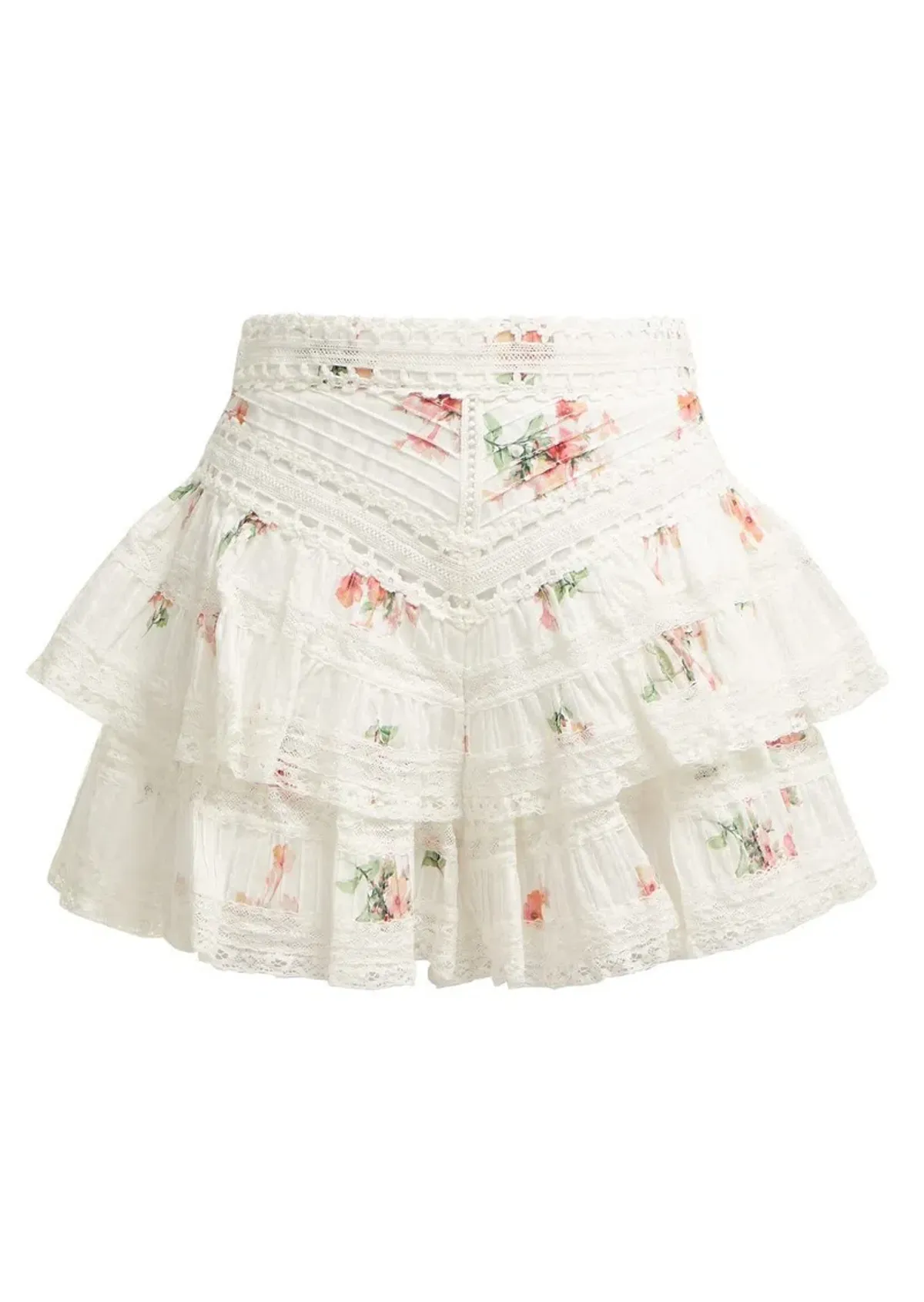 Zimmermann Heathers Pintuck Lace Bikini Top and Frill Shorts Set Print Size 0 - Image 3