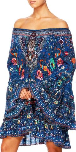 Camilla 'Kindness Kaleidoscope' A line frill dress Blue  Size L for rent on The Volte - image 4