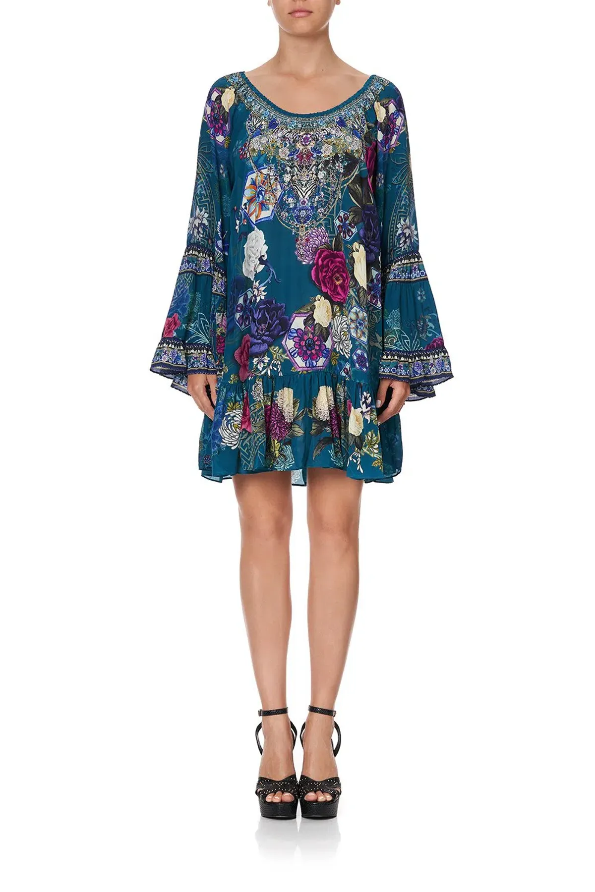 Camilla Lunar Gazing A Line Frill Mini Dress Size L / AU 14 - Image 1