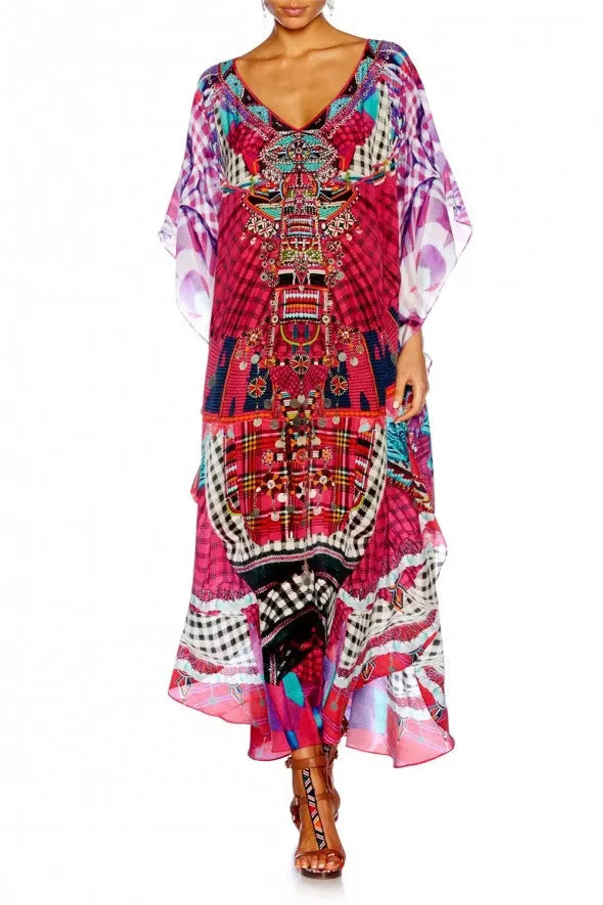 Camilla Discotheque Long V Neck Kaftan Print Size 16 - Image 5