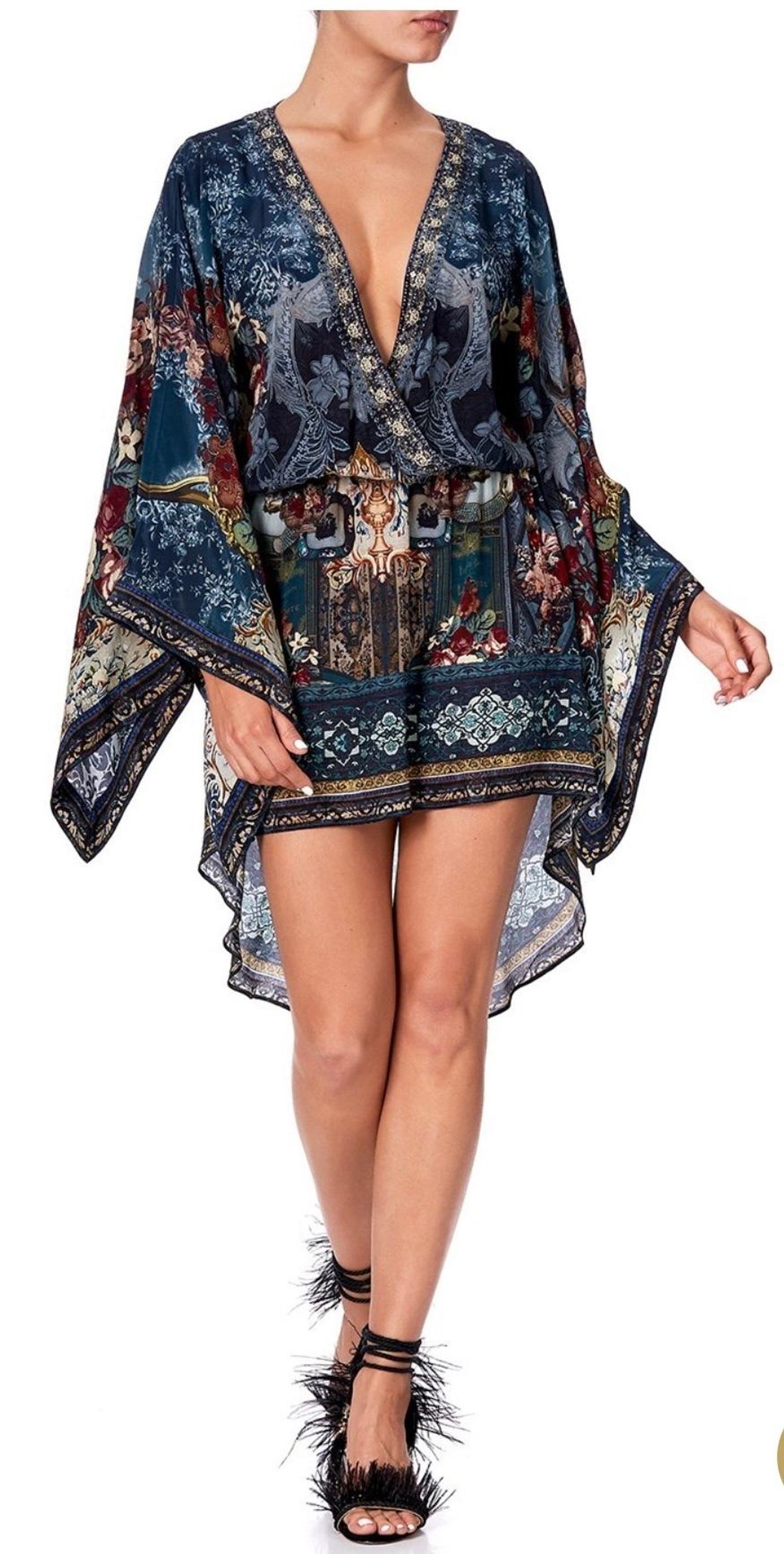 Camilla Hotel Boheme V Neck Kimono Dress Print Size 14 - Image 4