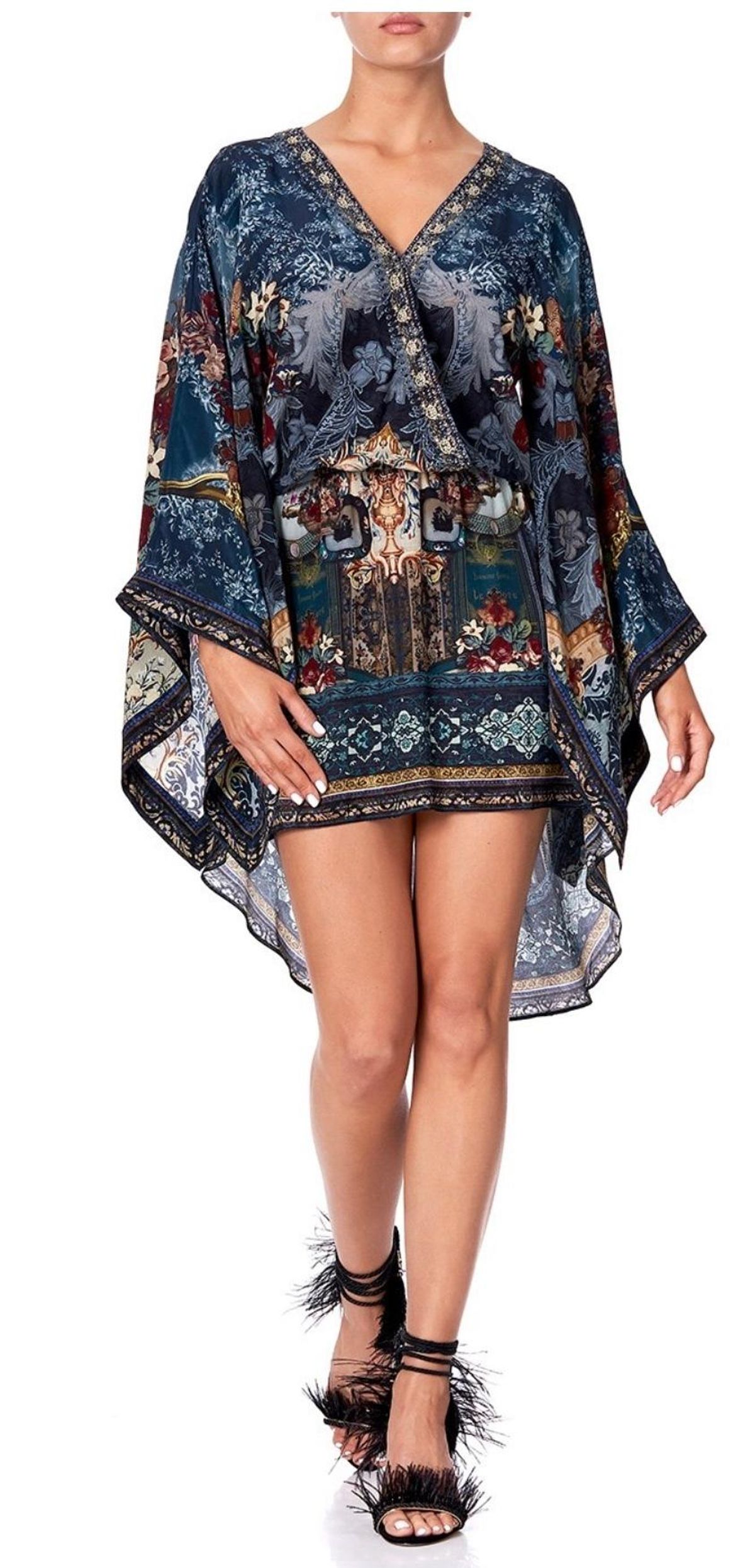 Camilla Hotel Boheme V Neck Kimono Dress Print Size 14 - Image 1