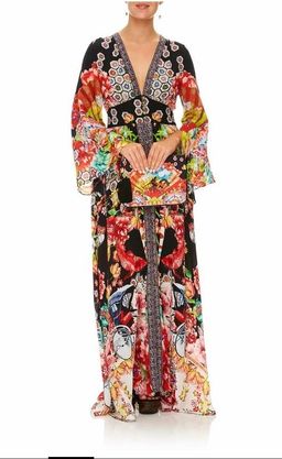 Camilla Painted Land Kimono Sleeve Dress with Shirring Detail Print Size 12 for rent on The Volte - image 6