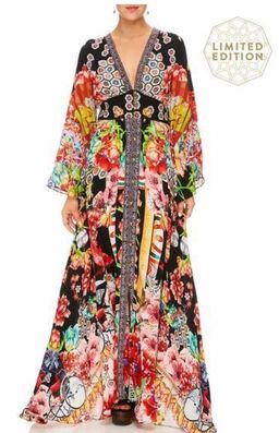 Camilla Painted Land Kimono Sleeve Dress with Shirring Detail Print Size 12 for rent on The Volte - image 3