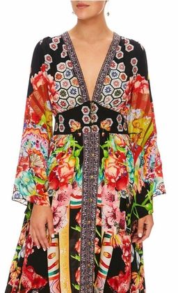 Camilla Painted Land Kimono Sleeve Dress with Shirring Detail Print Size 12 for rent on The Volte - image 5