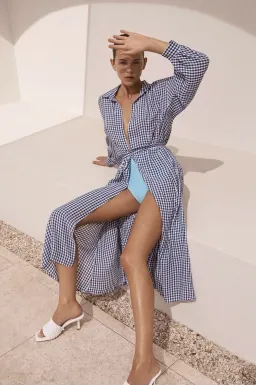 Scanlan Theodore Gingham Wrap Dress Print Size 10 for rent on The Volte - image 2