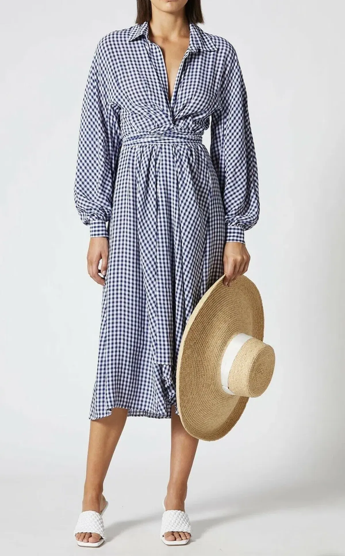 Scanlan Theodore Gingham Wrap Dress Print Size 10 - Image 4