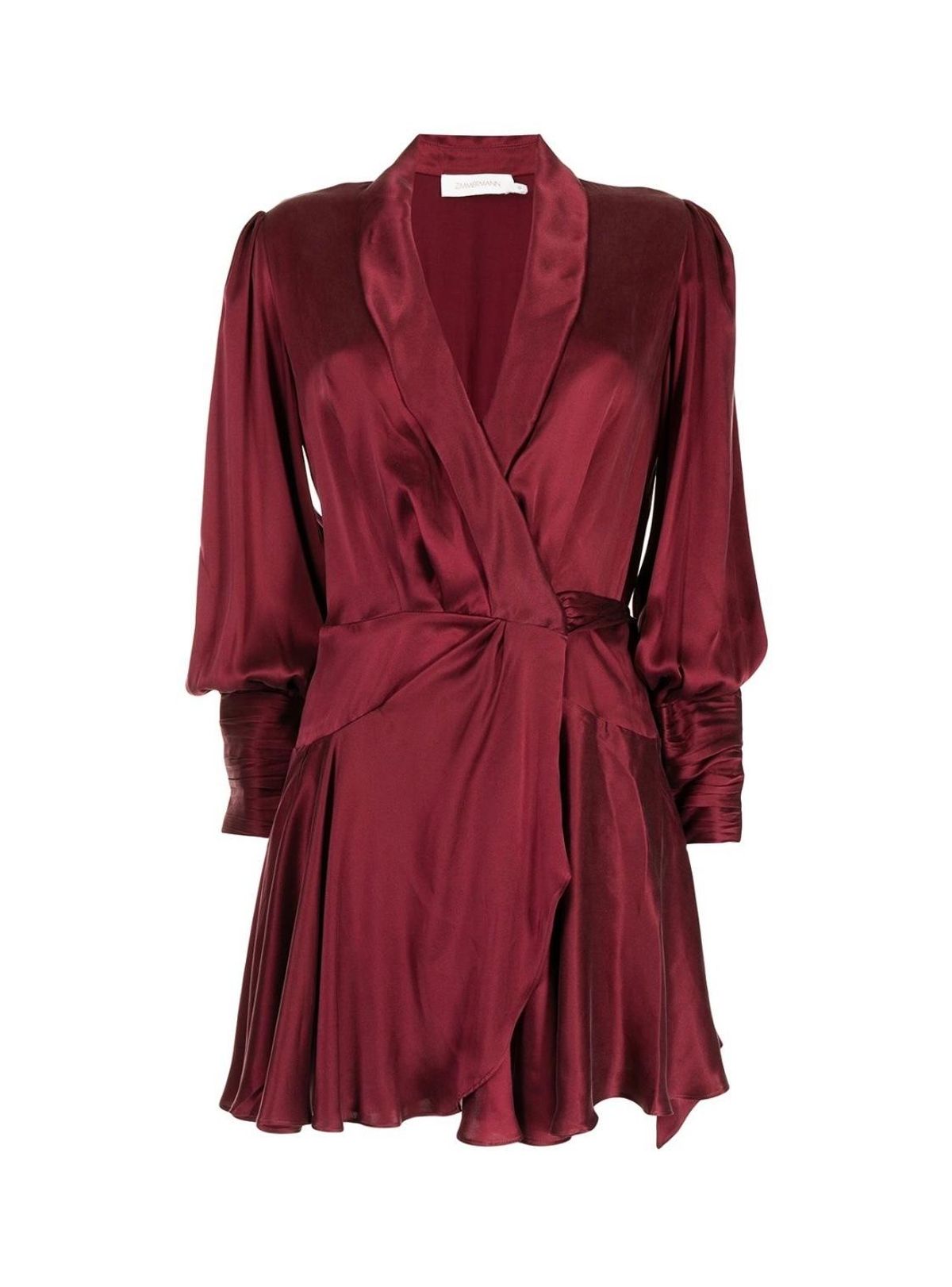Zimmermann Belted Silk Wrap Mini Dress Berry Red Size 6 - Image 4