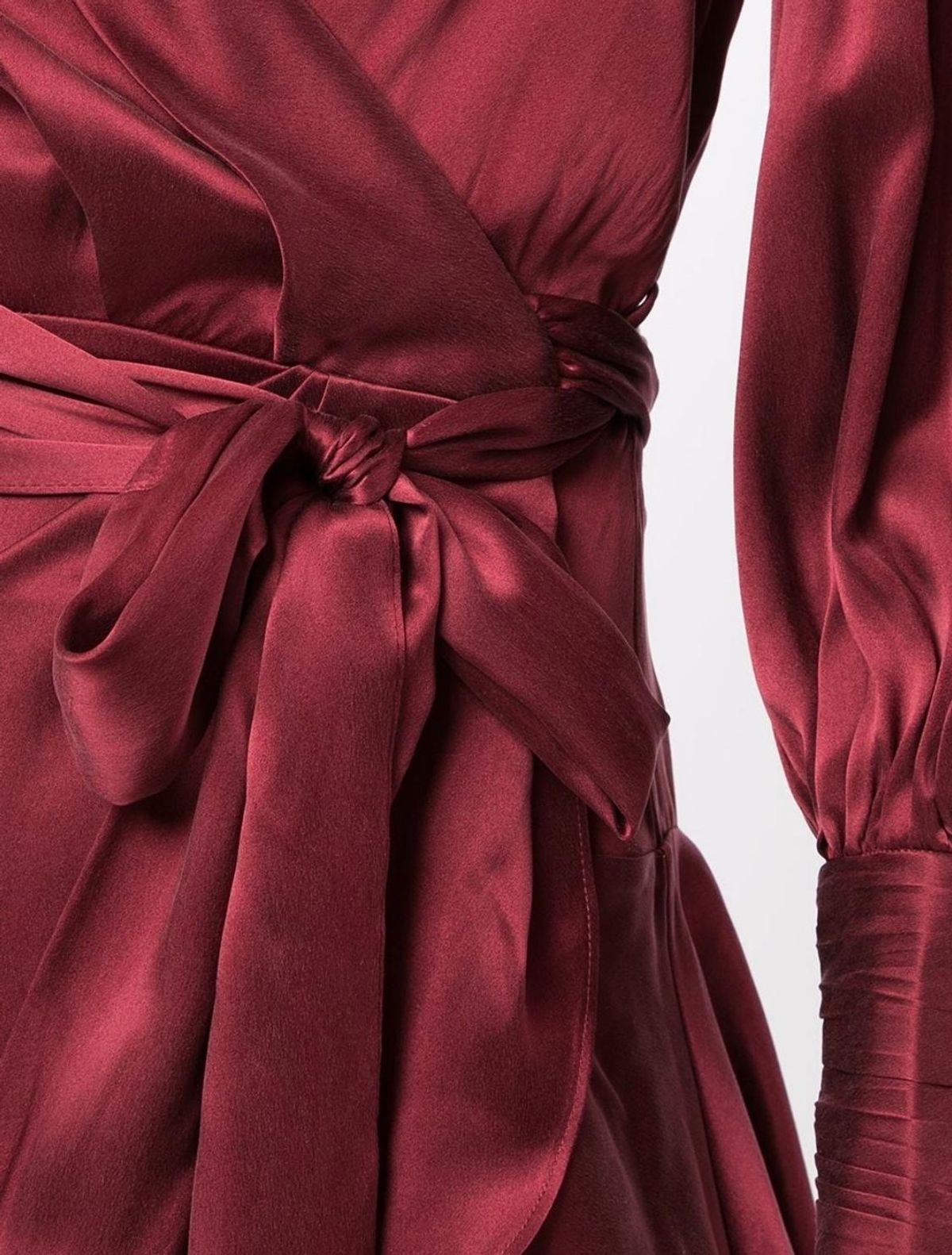 Zimmermann Belted Silk Wrap Mini Dress Berry Red Size 6 - Image 3