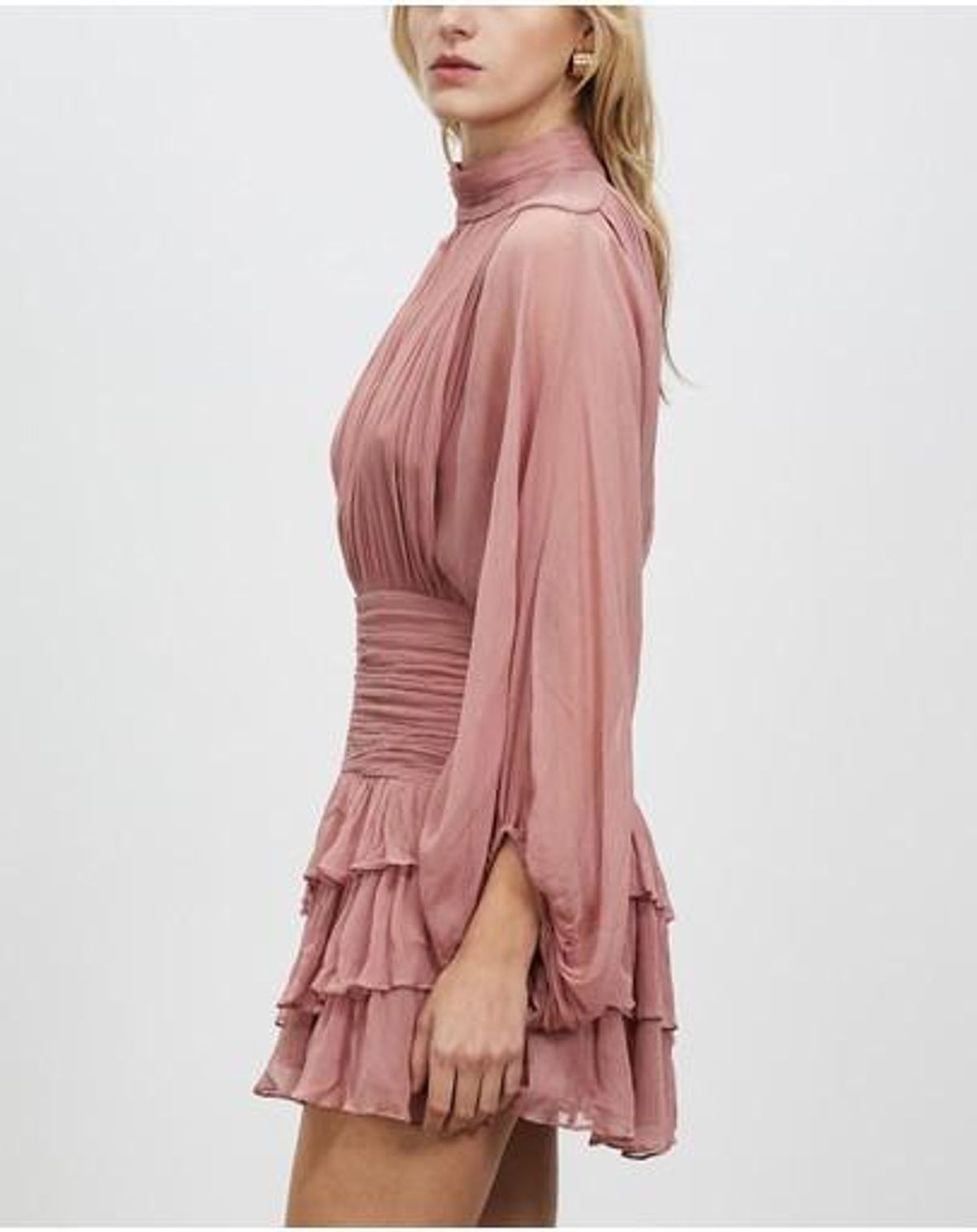 Shona Joy Olympia Long Sleeve Ruched Mini Dress Pink Size 12  - Image 4