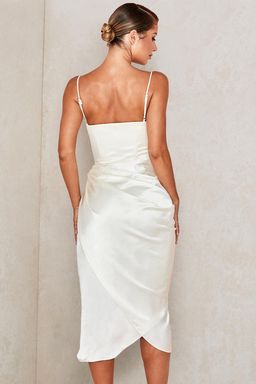 House Of CB Reva Satin Balcony Corset Midi Dress Ivory Size S / Au 8 for rent on The Volte - image 4