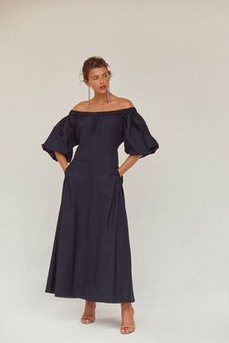 Scanlan Theodore Cotton Gathered Pocket Dress Navy Size 8  for rent on The Volte - image 1