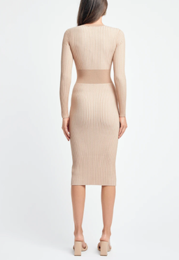 Kookai Sadie Crew Neck Belted Dress Nude Size 10 for rent on The Volte - image 3