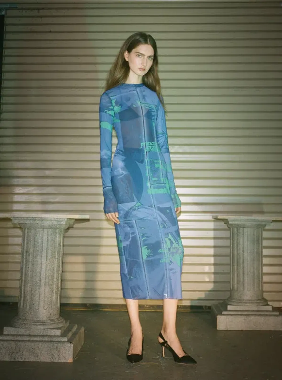 Danielle Guizio Mesh Long Sleeve Dress Blue Size 8 - Image 4