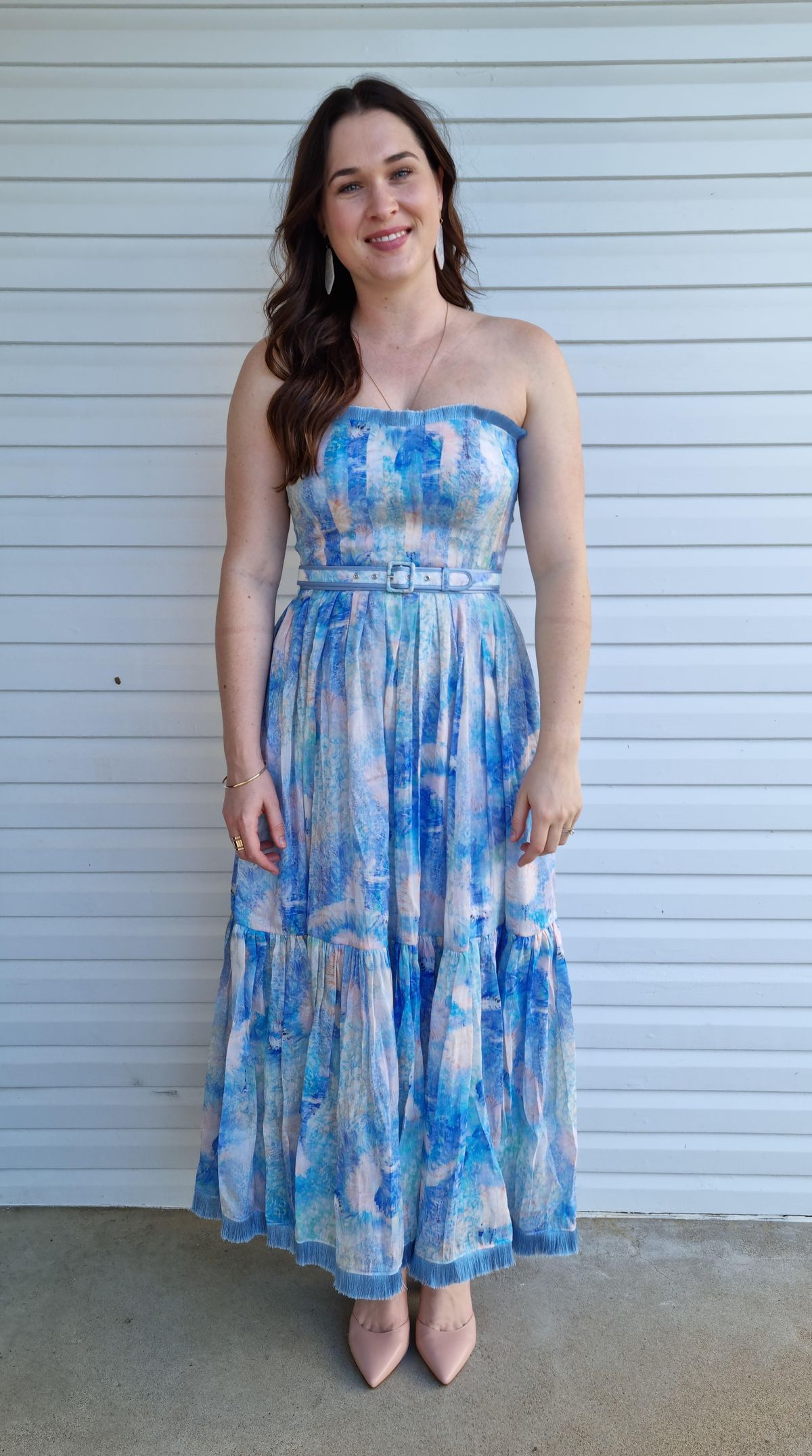 Leo and Lin Oceania Silk Linen Strapless Dress Print Size 12 - Image 1