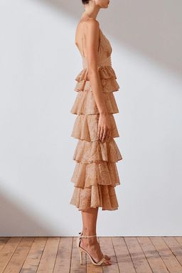 Shona Joy Monroe Tiered Midi Dress Nude Size 8 for rent on The Volte - image 2