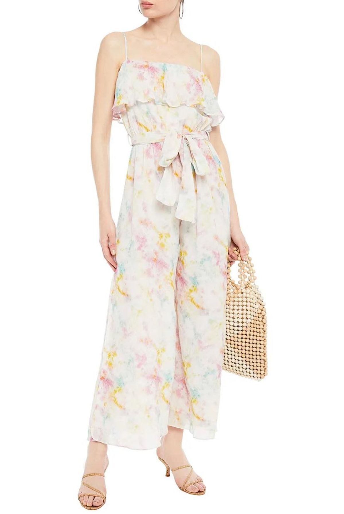 Tigerlily Saaralie Tie-dyed Cotton and Silk-blend Gauze Wide-leg Jumpsuit Print Size 8 - Image 1