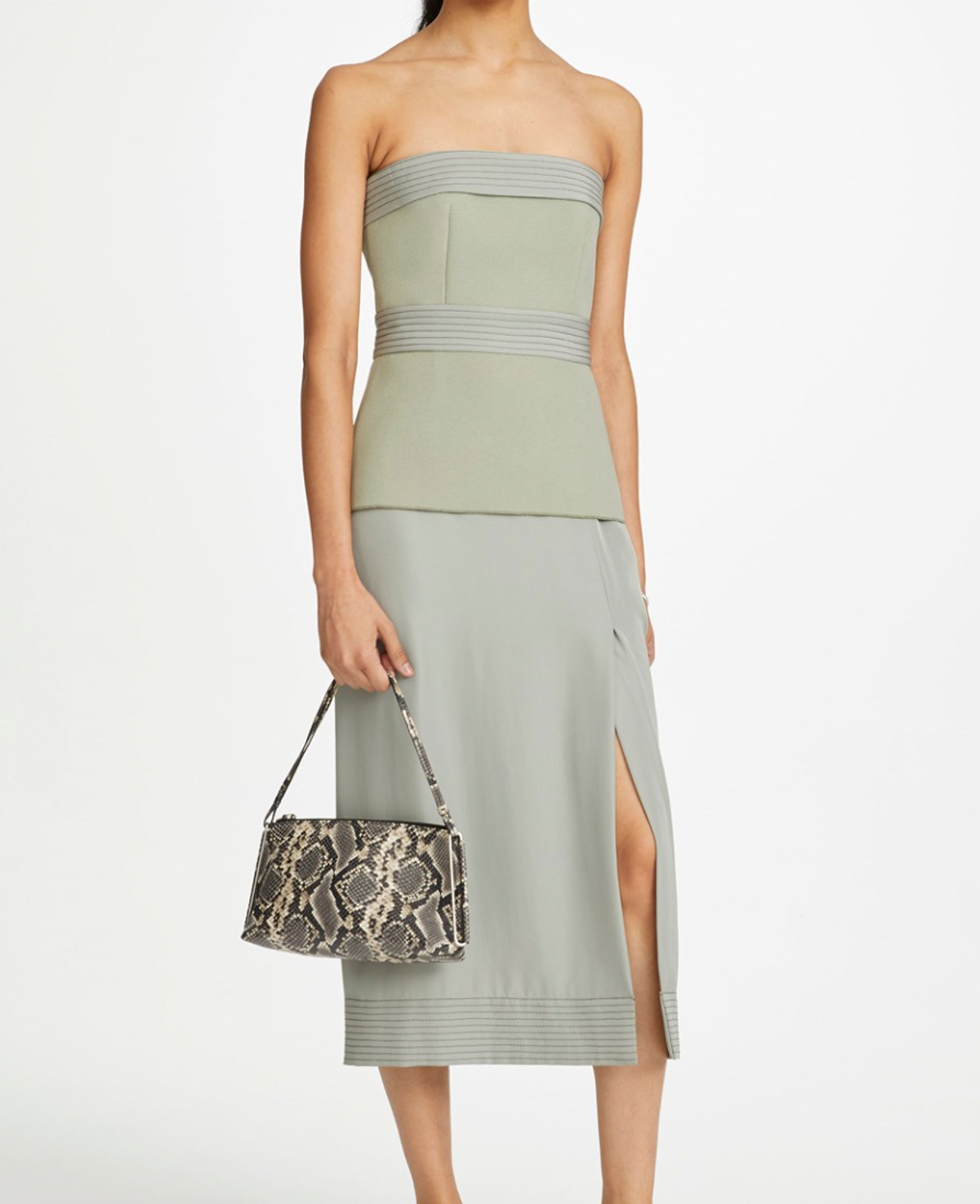 Dion Lee Belted Stitch Strapless Dress Green Size 10 - Image 1