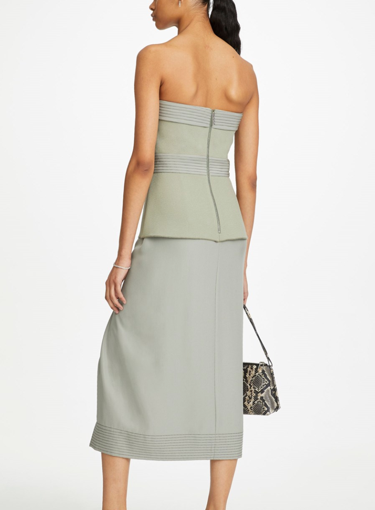 Dion Lee Belted Stitch Strapless Dress Green Size 10 - Image 2