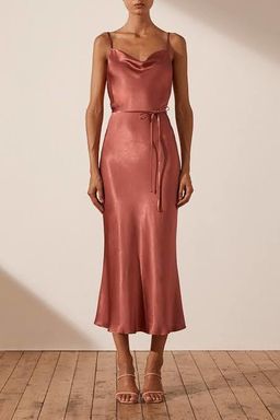 Shona Joy La Lune Bias Cowl Midi Dress Pink Size 6 for rent on The Volte - image 1