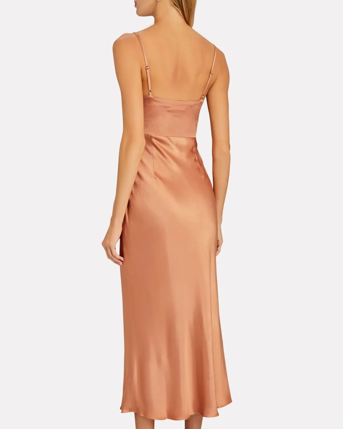 Shona Joy Eloise Lace Up Midi Dress Caramel Brown Size AU 6 - Image 3