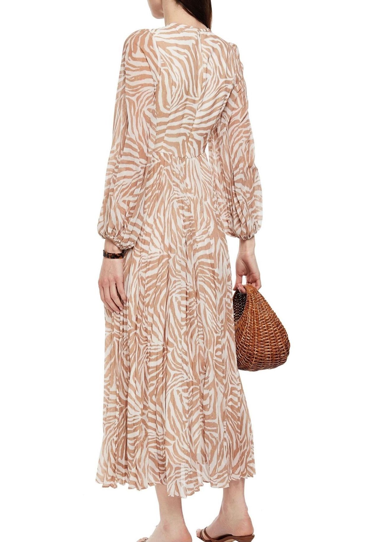 Zimmermann Sunray Long Sleeve Midi Dress Sand/Zebra Print Size 8 - Image 2