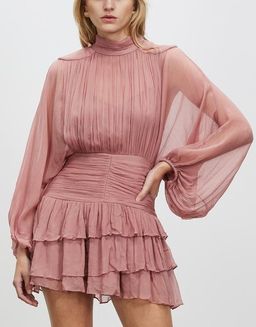 Shona Joy Olympia Long Sleeve Mini Dress Pink Size 8  for rent on The Volte - image 3