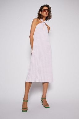 Scanlan Theodore Pleated Rib V-neck Dress Pale Pink Size 8 for rent on The Volte - image 1