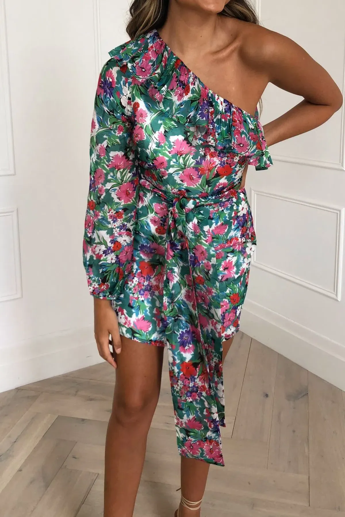 Talulah Better Together One Shoulder Mini Dress Floral Print Size 8 - Image 4