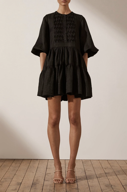 SHONA JOY Margaux Tuxedo Shirt Black Dress for rent on The Volte - image 1